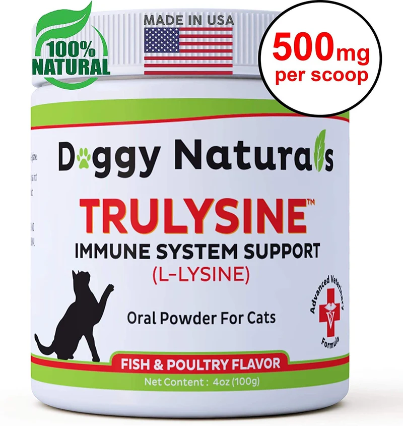 Trulysine L-Lysine para gatos sistema inmune soporte de gránulos orales en polvo (4 oz) 100 gramos