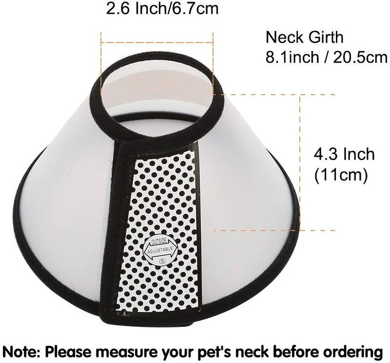 vivifying Recuperación Pet Cono, 8.1 inches plástico ligero isabelina Collar para gatos, mini perros y conejos (Negro)