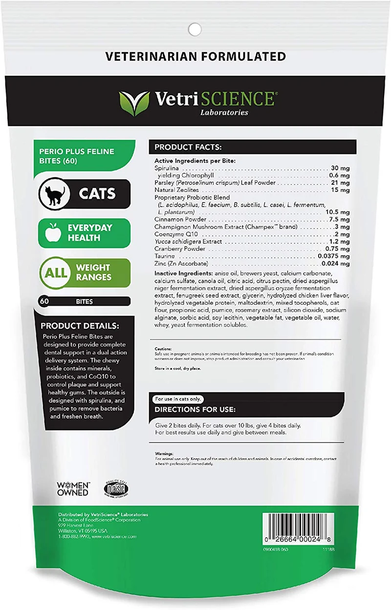 vetriscience laboratorios – Perio Plus Feline Bites para mascotas