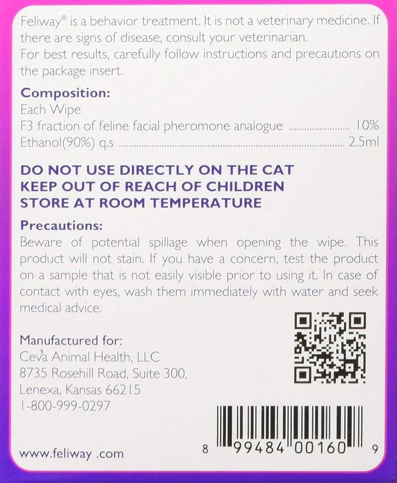 Ceva Salud Animal c95660b 12 Count Feliway Wipes, todos los tamaños