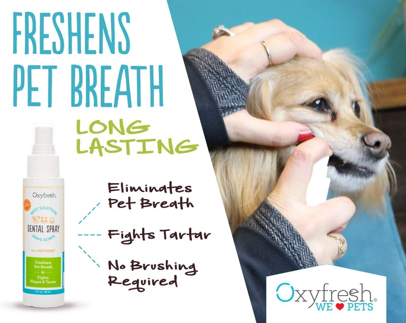 Oxyfresh Advanced Unflavored Pet Dental Spray - Stops The Toughest Dog, Cat, Pet Bad Breath: Best Way to Fight Plaque, Control Tartar and Keep Gums Healthy. No Brushing Pet Dental Solution. 3oz.