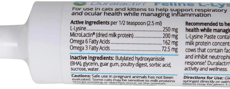 Duralactin Feline L-Lysine, 1.1 fl oz