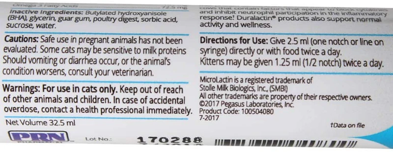 Duralactin Feline L-Lysine, 1.1 fl oz