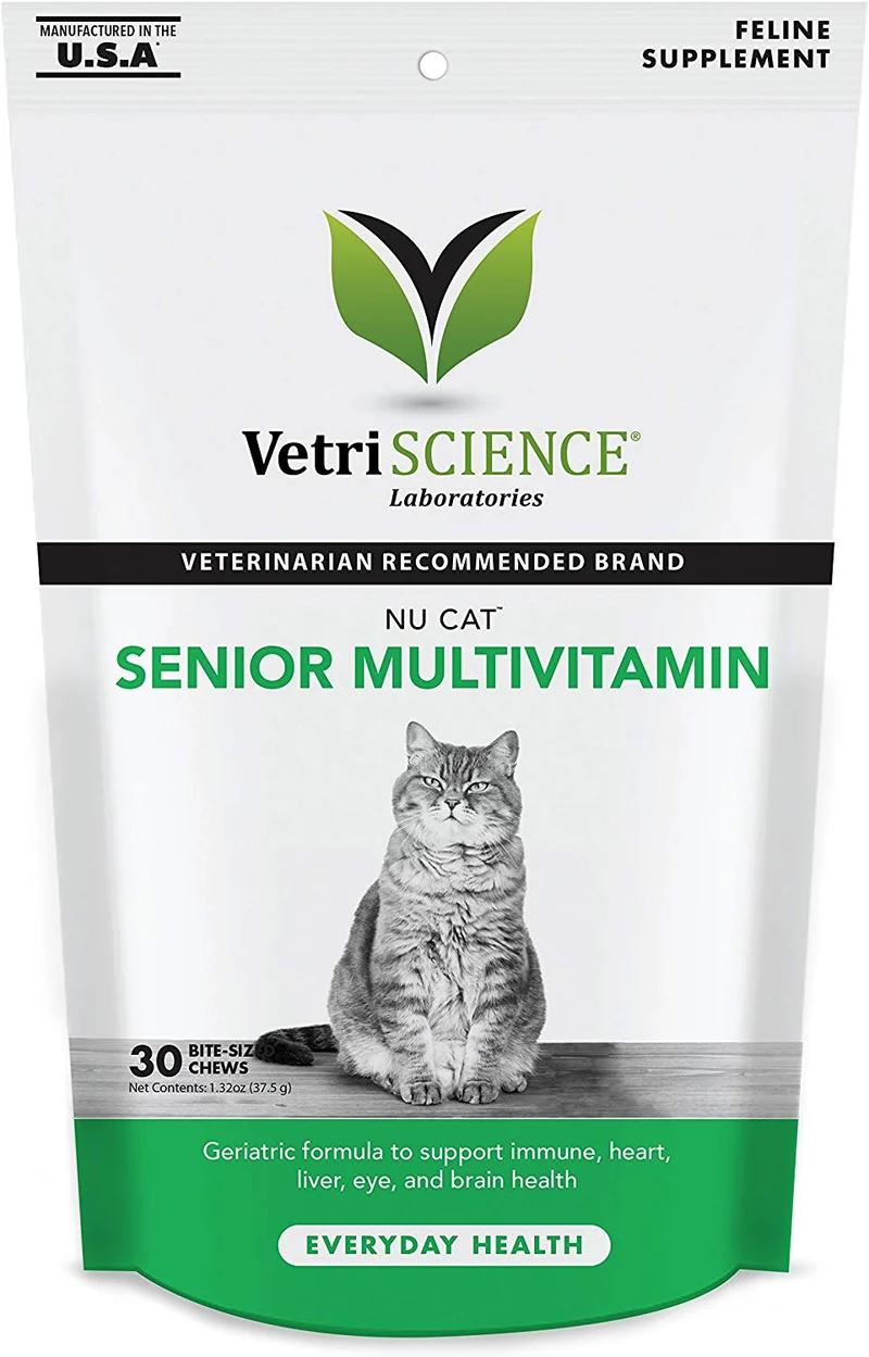 vetriscience laboratorios NU Cat Senior Multivitamin 30 Bite Sized Chews suave para gatos