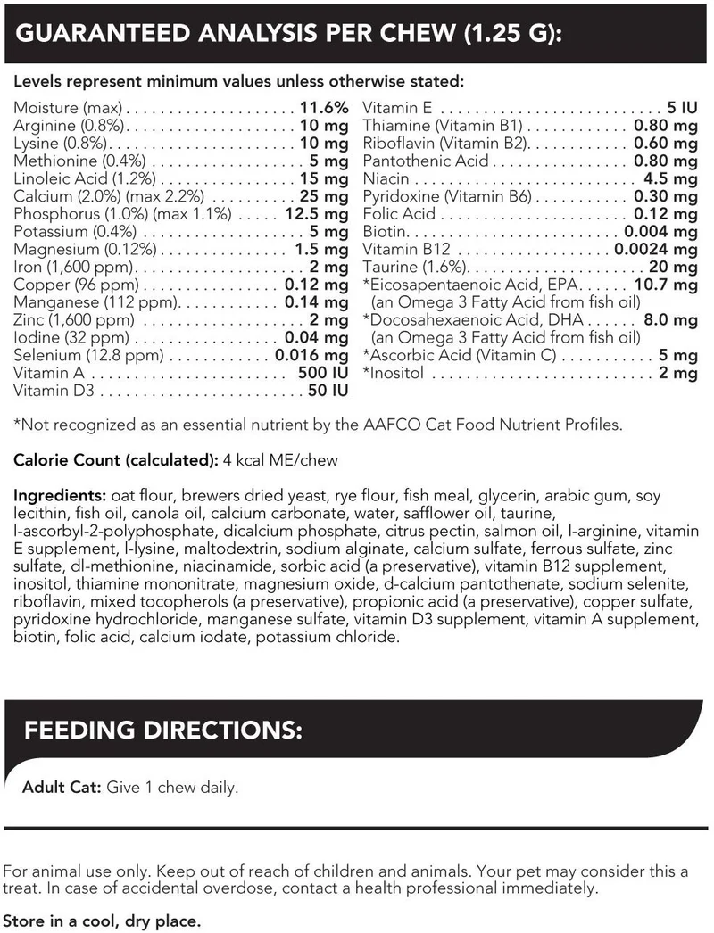 vetriscience laboratorios NU Cat Senior Multivitamin 30 Bite Sized Chews suave para gatos