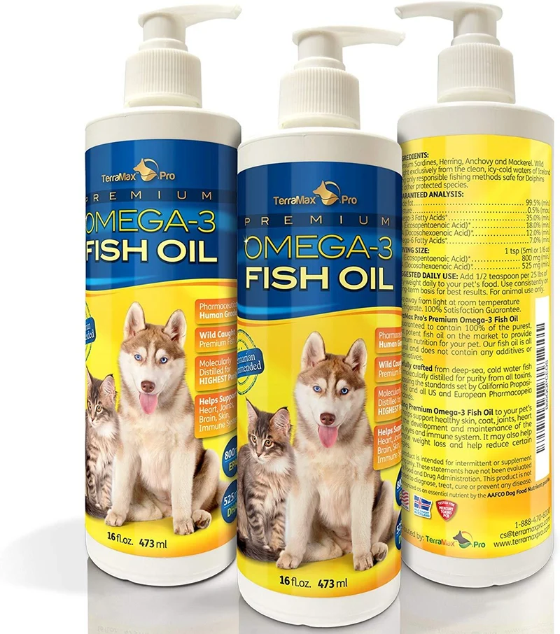 Aceite de pescado con omega 3 líquido para perros y gatos, suplemento alimenticio completamente natural probado para consumo humano, capturados en aguas de ambiente salvaje de los países nórdicos de Islandia, con mayor EPA y DHA que el aceite de salmón de