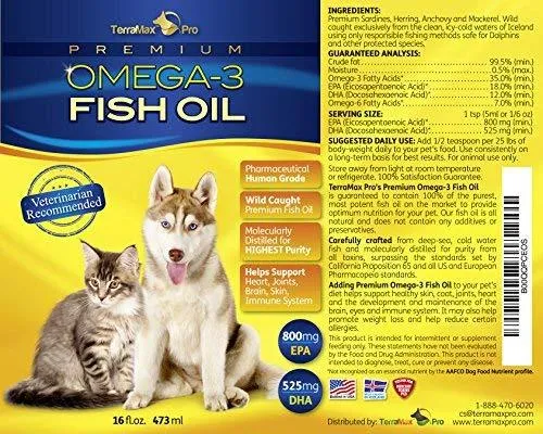 Aceite de pescado con omega 3 líquido para perros y gatos, suplemento alimenticio completamente natural probado para consumo humano, capturados en aguas de ambiente salvaje de los países nórdicos de Islandia, con mayor EPA y DHA que el aceite de salmón de