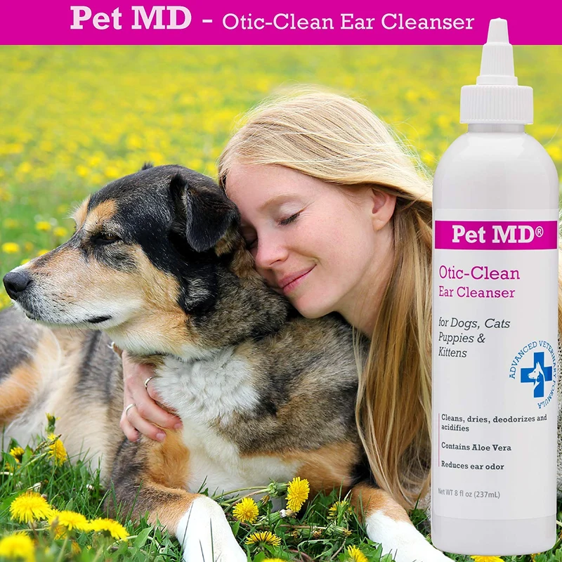 Pet MD otic Clean Limpiador de oídos para gatos y perros, guisante de olor, 8 onzas, fragancia de vainilla