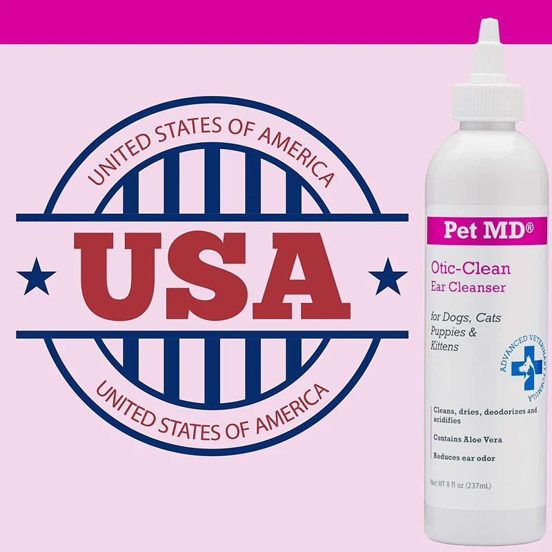 Pet MD otic Clean Limpiador de oídos para gatos y perros, guisante de olor, 8 onzas, fragancia de vainilla