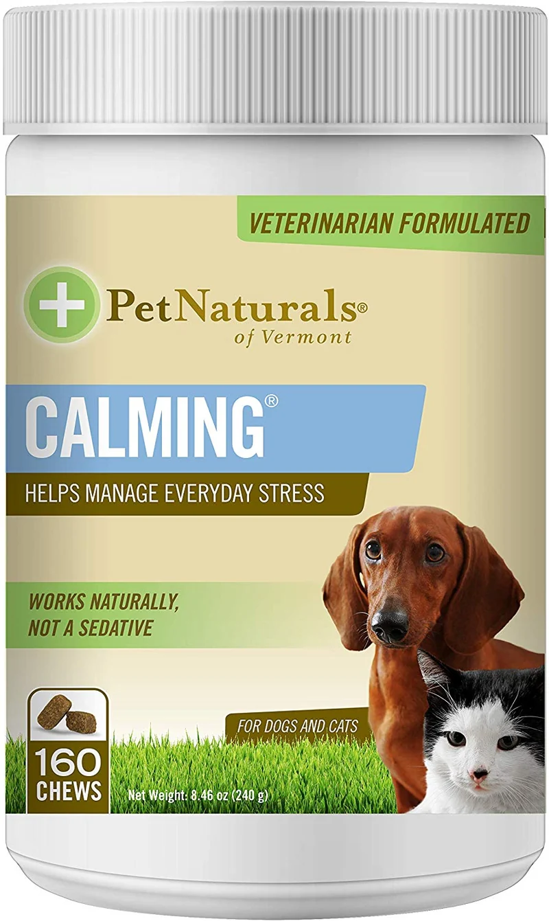 Pet Naturals of Vermont - Suplemento calmante y de apoyo comportamental para perros y gatos, 160 mordeduras