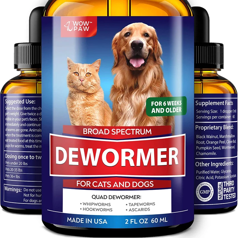 WOWPAW DEW0RMER para perros y gatos (2 onzas) – Hecho en Estados Unidos – Tratamiento Wòrm para mascotas – Mezcla natural potente contra gusano batido, Hookwòrm, Roundwòrm & Tapewòrm – Mascotas mayores, gatitos y cachorros Dewòrmer