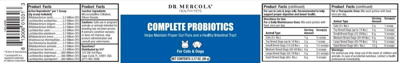 Suplemento dietario completo con probióticos del Dr. Mercola para mascotas, 3 oz
