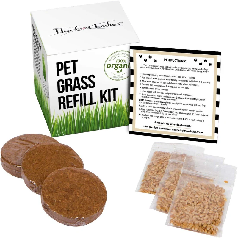 Cat zacate/Pet Refill Kit – 3 Pack de pasto: Refill Kit for artículo # b01i5 X hwi6 y b01jni9 W9e: 100% orgánicos Pet Kit de pasto/Cat Kit... Natural Hairball Control de zacate y Hairball Remedio para gatos...