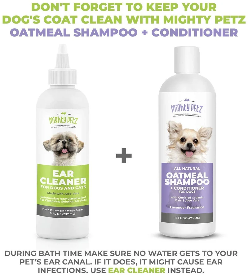 Limpiador de orejas de perro 4 en 1: solución de limpieza formulada por veterinarios + aloe vera para eliminar cera, residuos y olor en mascotas. Apoya las orejas propensas a la infección y reduce el temblor de la cabeza. Pepino fresco y melón, 8 oz