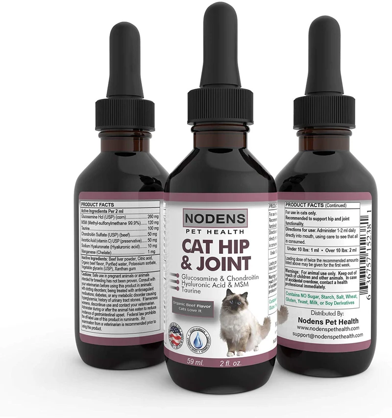 Gato de la cadera y conjunta glucosamina para gatos con Chondroitin y Opti-Msm ácido hialurónico para mayor flexibilidad de conjunta y el dolor alivio de la Inflamación y Artritis 2 floz