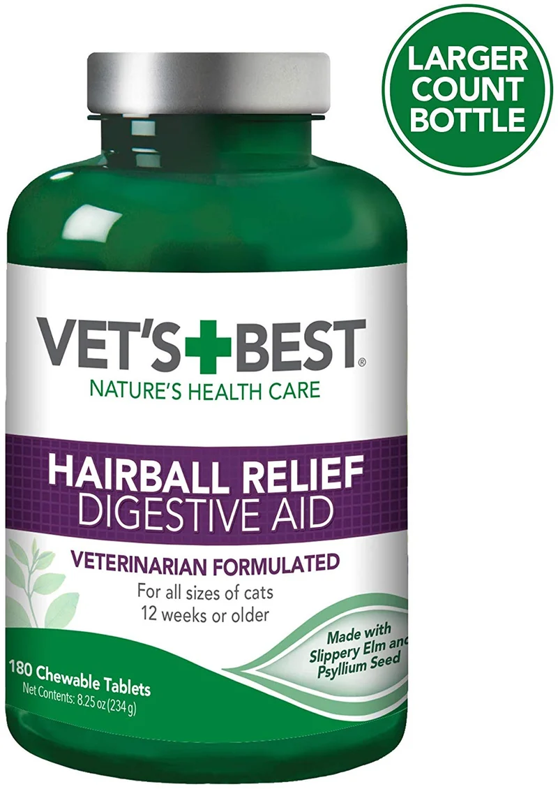 Vet's Best Cat Hairball Relief Digestive Aid| Vet Formulated Hairball Support Remedy | Classic Chicken Flavor
