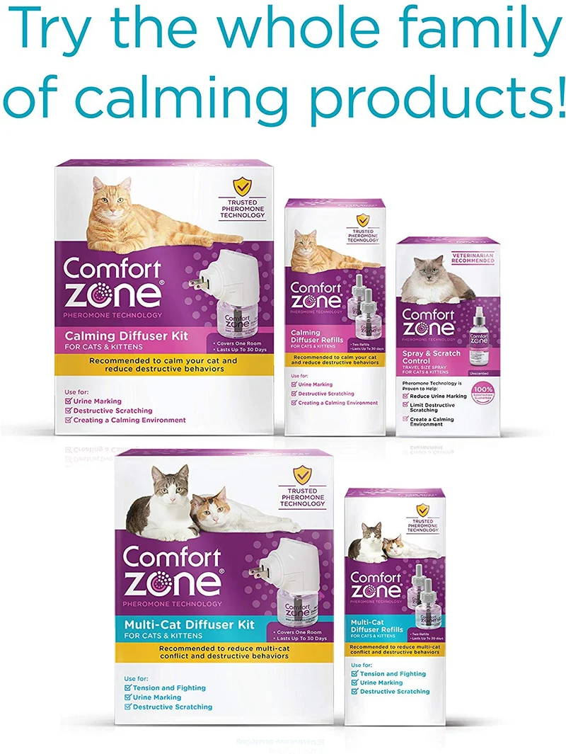 Comfort Zone - Juego de difusores para gatos (2 unidades, 3 difusores y 6 recambios)