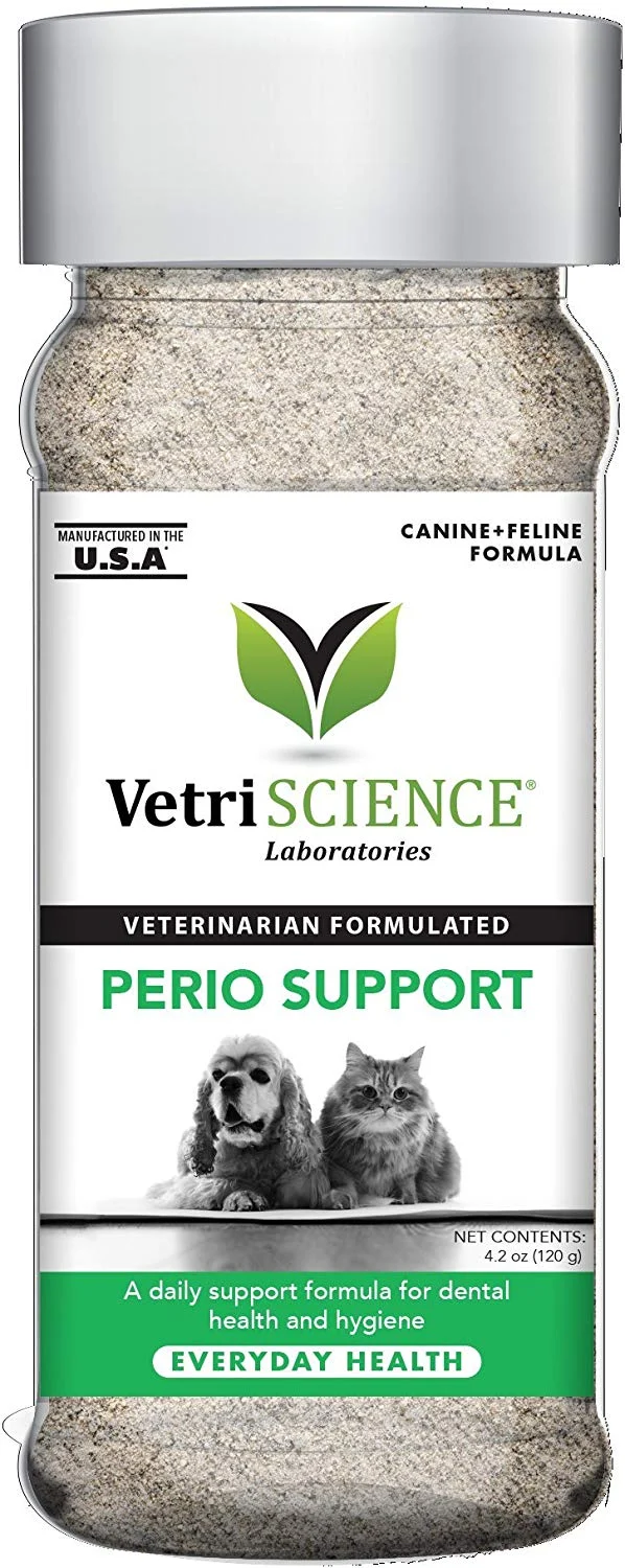 Laboratorios de VETRISCIENCIA - Perio Support, Polvo de salud dental para gatos y perros, 4.2 oz