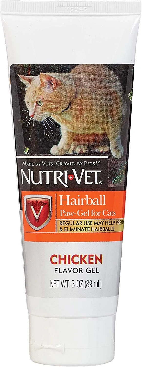 Nutri-Vet Feline Natural Oil Hairball Paw-Gel Chicken Flavor 3oz