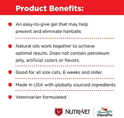 Nutri-Vet Feline Natural Oil Hairball Paw-Gel Chicken Flavor 3oz