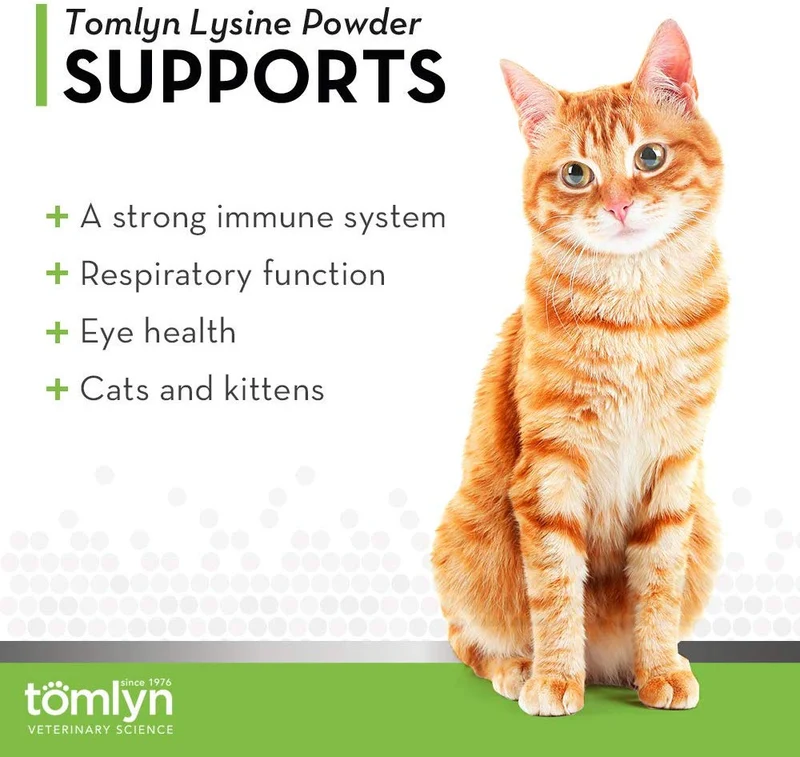 Suplemento inmunitario Tomlyn de L-Lisina en polvo para gatos, 0.22 libras.