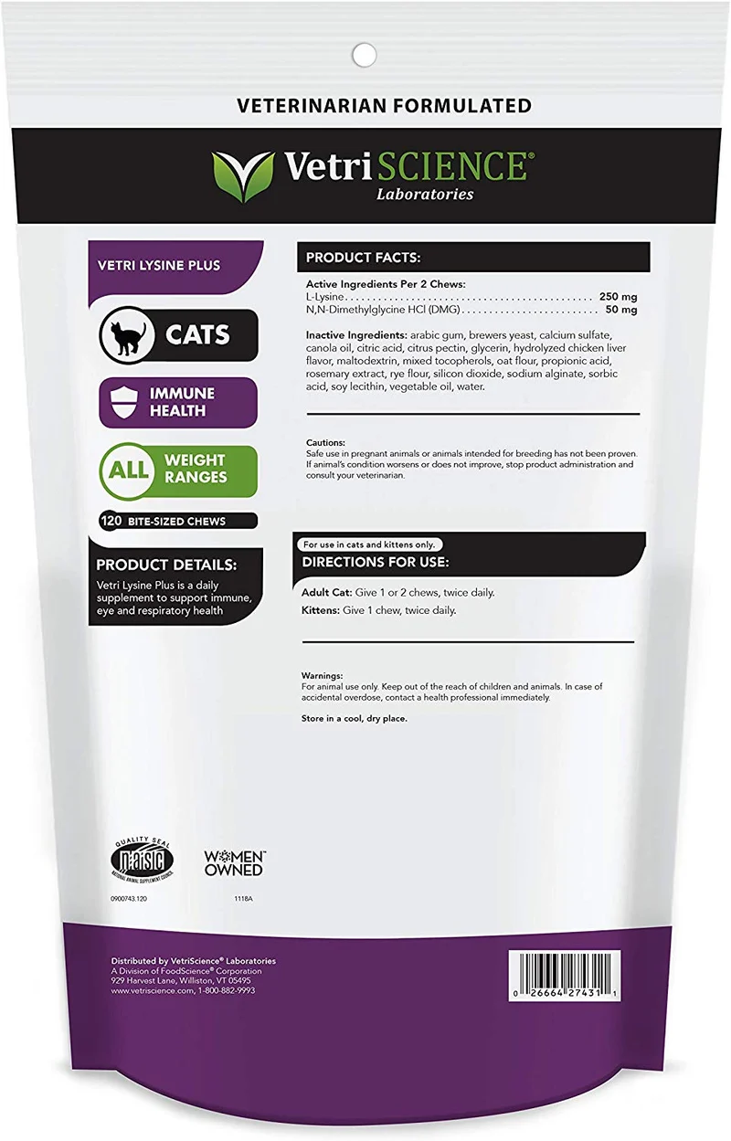 Vetri-Lysine Plus, masticables de tamaño de mordisco