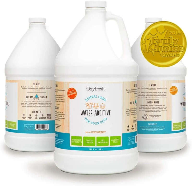 Oxyfresh Premium Pet Dental Care Solution: la mejor manera de eliminar el mal aliento de perro y el aliento de gato – lucha contra el tártaro, la placa y la enfermedad de las encías. - ¡Tan fácil, sólo tienes que añadir al agua! Recomendado por Vet.