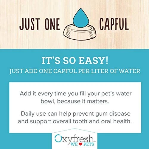 Oxyfresh Premium Pet Dental Care Solution: la mejor manera de eliminar el mal aliento de perro y el aliento de gato – lucha contra el tártaro, la placa y la enfermedad de las encías. - ¡Tan fácil, sólo tienes que añadir al agua! Recomendado por Vet.
