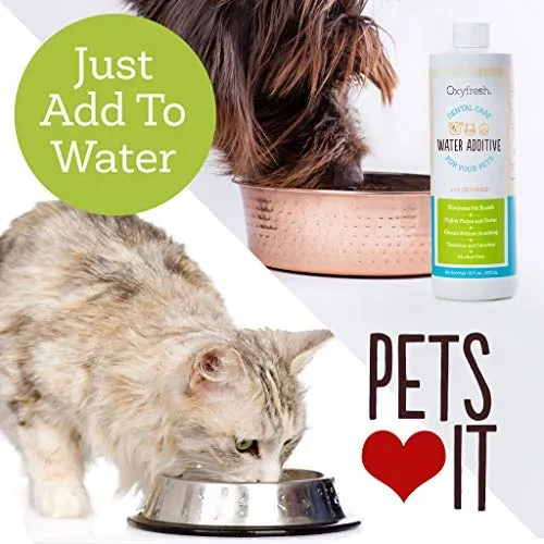 Oxyfresh Premium Pet Dental Care Solution: la mejor manera de eliminar el mal aliento de perro y el aliento de gato – lucha contra el tártaro, la placa y la enfermedad de las encías. - ¡Tan fácil, sólo tienes que añadir al agua! Recomendado por Vet.