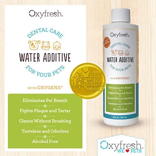 Oxyfresh Premium Pet Dental Care Solution: la mejor manera de eliminar el mal aliento de perro y el aliento de gato – lucha contra el tártaro, la placa y la enfermedad de las encías. - ¡Tan fácil, sólo tienes que añadir al agua! Recomendado por Vet.