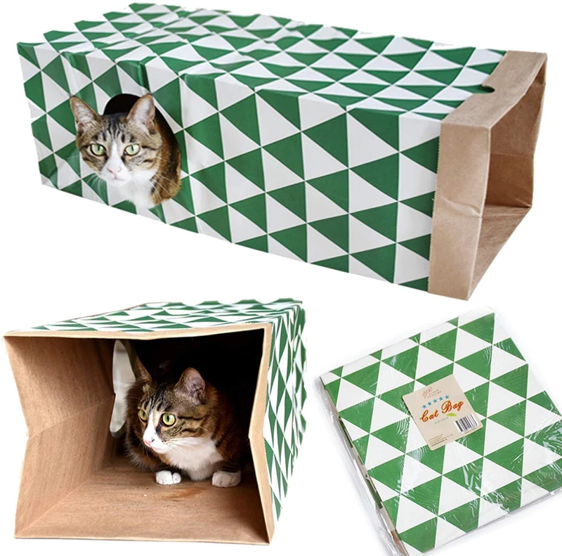 jzmyxa portátil gato bolsa de papel túnel Toy plegable Túnel para, conejos, gatos, hurones, mascota, papel, casa