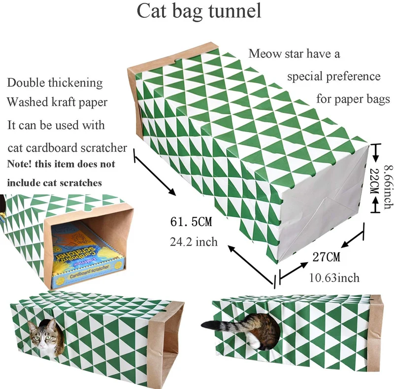 jzmyxa portátil gato bolsa de papel túnel Toy plegable Túnel para, conejos, gatos, hurones, mascota, papel, casa