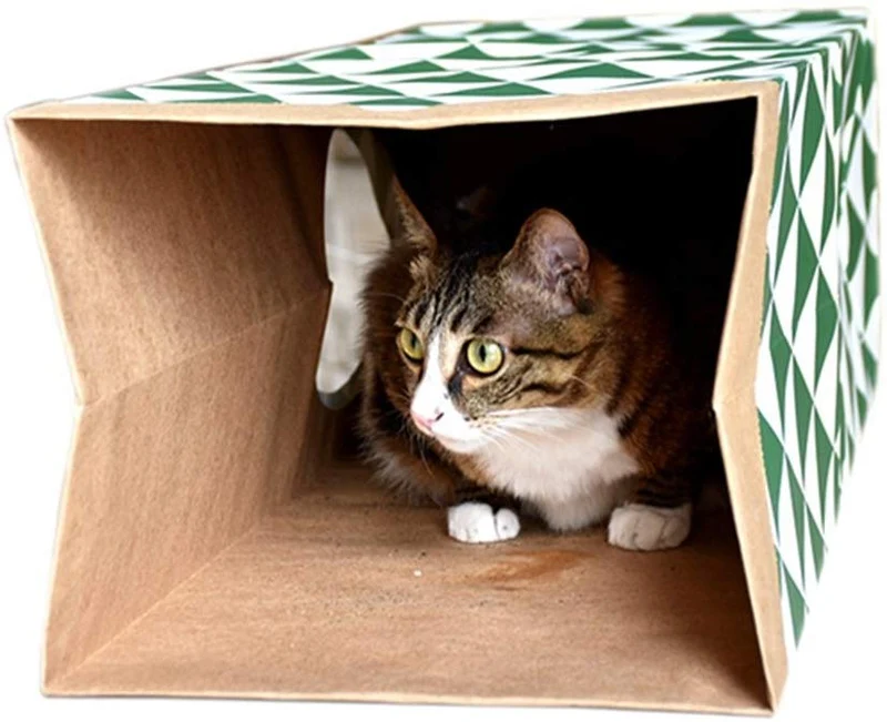 jzmyxa portátil gato bolsa de papel túnel Toy plegable Túnel para, conejos, gatos, hurones, mascota, papel, casa