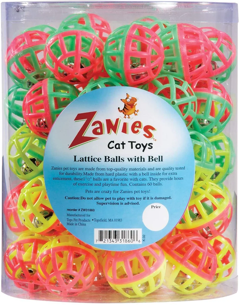 Zanies de plástico entramado bolas Cat Toy Canister, 50-Pack