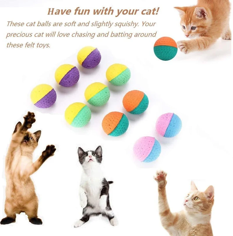 10 pelotas de látex para gatos, gatitos y mascotas, coloridas pelotas de espuma para rascar juguetes, juguetes interactivos para jugar con juguetes, para gatos, perros, cachorros, gatitos, mascotas, regalo novedoso