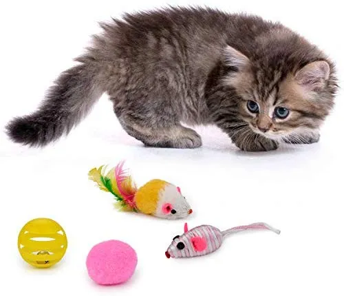 Legendog juego de juguetes para gatos, 22 unidades, surtido de juguetes para gatos, colección de juguetes para gatos, paquete variado, incluye varita de plumas de gato, juguete para gatos, ratones, bolas de colores, campanas y así sucesivamente para gatos