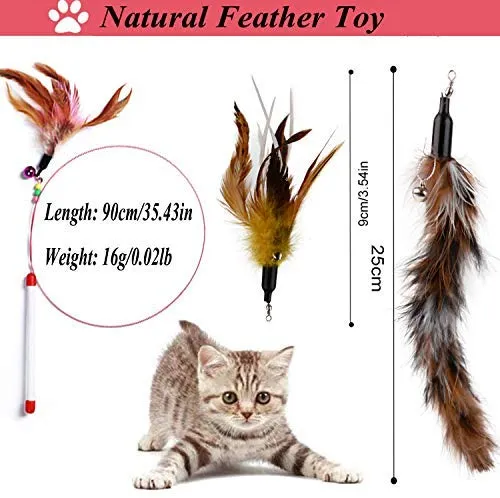 Legendog juego de juguetes para gatos, 22 unidades, surtido de juguetes para gatos, colección de juguetes para gatos, paquete variado, incluye varita de plumas de gato, juguete para gatos, ratones, bolas de colores, campanas y así sucesivamente para gatos