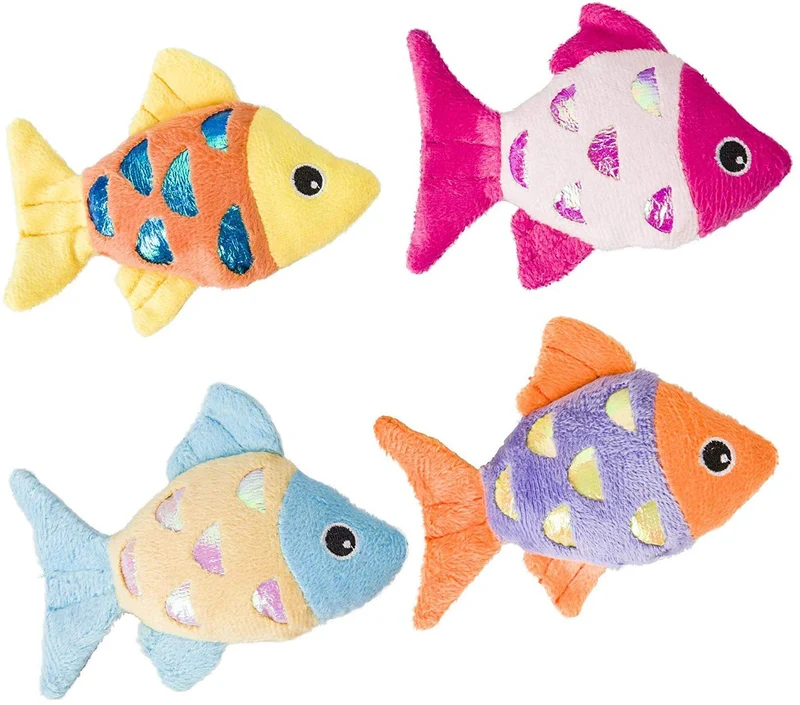 Ethical Pet Shimmer-Glimmer Catnip Cat Toy Bundle: Pescado y tortuga, varios colores