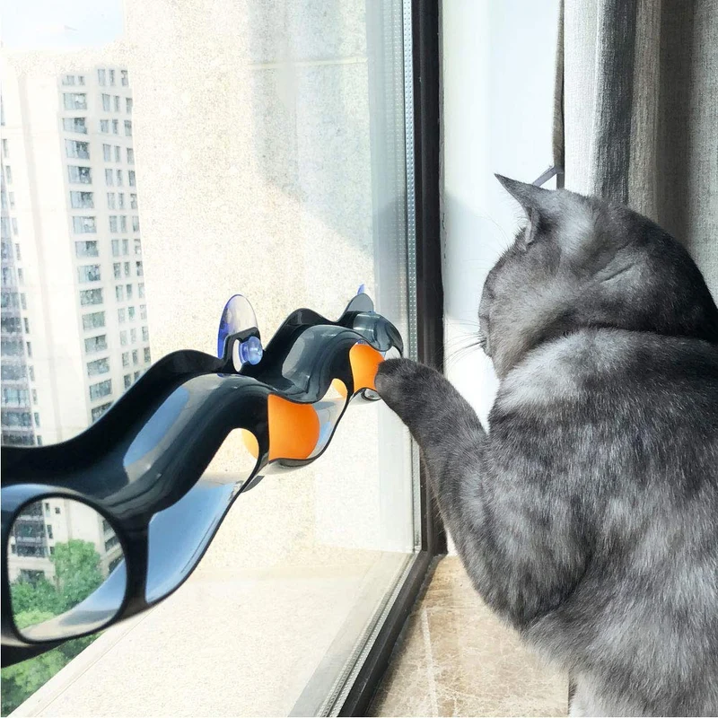 SRHOME - Juego de pelotas de gato con pista para ventanas, pista de pelota para gatito interactivo, juegos de puzle y pista de carreras, divertido montaje DIY para tu gato favorito
