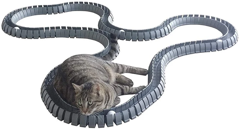 Magic Cat Track y pelota tamaño doble, juguete para gatos, Gatos, Mascotas, Kitties, que consta de 16 'flexible pistas y 4 bolas)