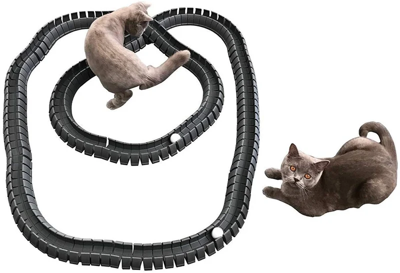 Magic Cat Track y pelota tamaño doble, juguete para gatos, Gatos, Mascotas, Kitties, que consta de 16 'flexible pistas y 4 bolas)