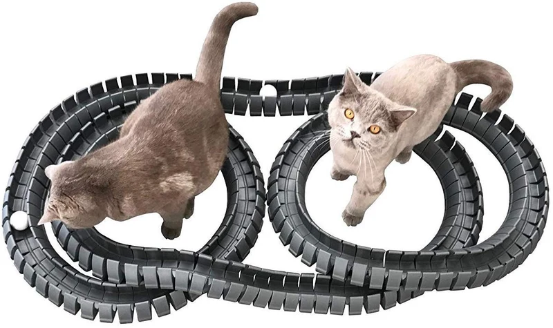 Magic Cat Track y pelota tamaño doble, juguete para gatos, Gatos, Mascotas, Kitties, que consta de 16 'flexible pistas y 4 bolas)