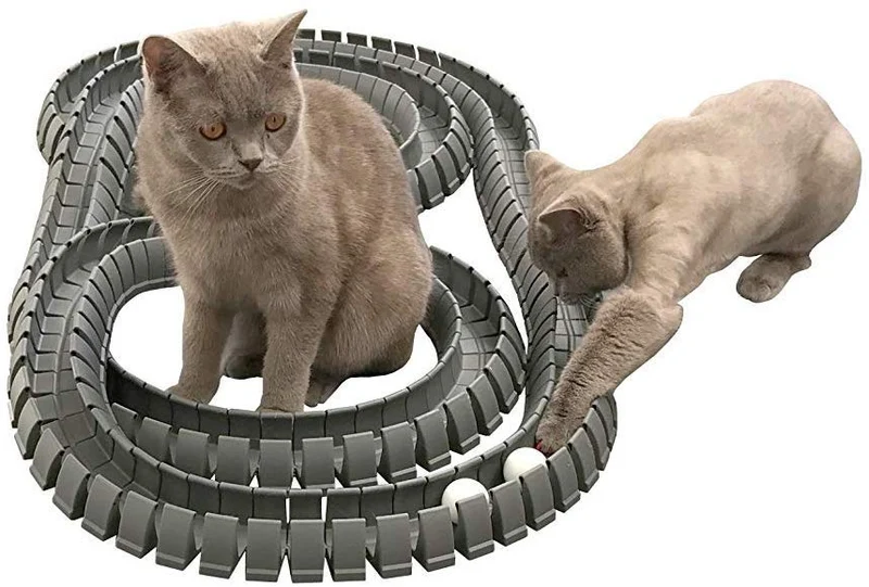 Magic Cat Track y pelota tamaño doble, juguete para gatos, Gatos, Mascotas, Kitties, que consta de 16 'flexible pistas y 4 bolas)