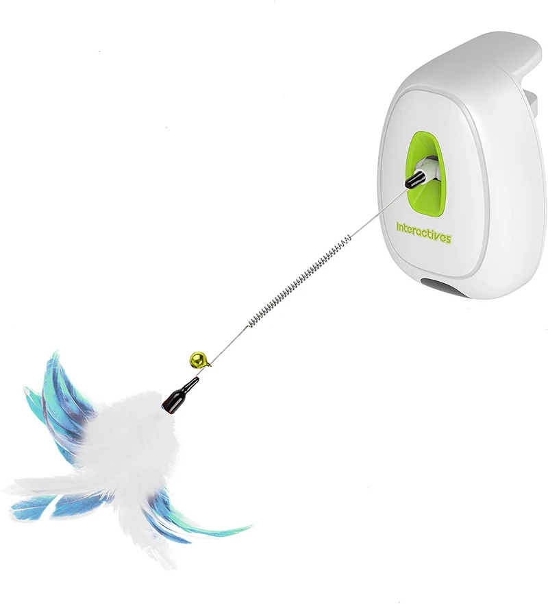 All for Paws Juguete interactivo con varita de plumas de gato, juguete con sensor de movimiento para gatos, modelos siempre activados y activados por movimiento
