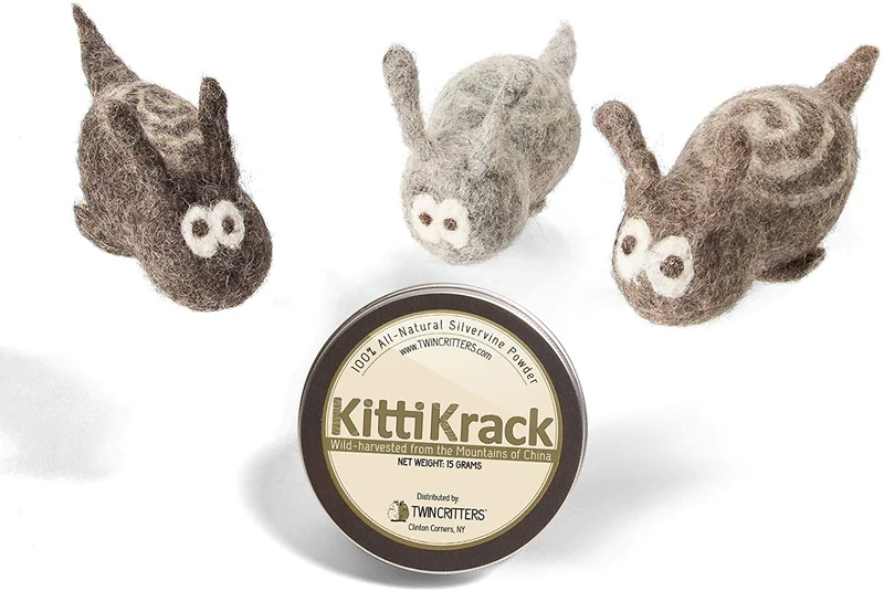 individual Critters kittitrails rellenables Catnip silvervine Juguete – 3 Pack – Orgánico Plata Vine Catnip incluidos