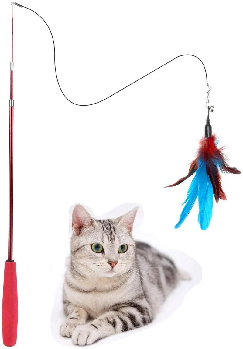 ZoyPet - Juego de 3 piezas de recambio interactivo de plumas de repuesto retráctiles para gatos, mariposas, libélulas, ratón, caterpillar, pájaros, plumas para gatos, 21 estilos variados CT15