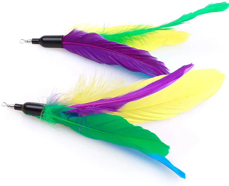 ZoyPet - Juego de 3 piezas de recambio interactivo de plumas de repuesto retráctiles para gatos, mariposas, libélulas, ratón, caterpillar, pájaros, plumas para gatos, 21 estilos variados CT15