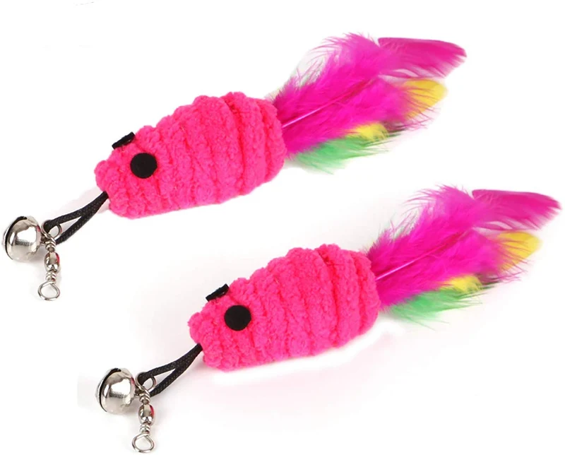 ZoyPet - Juego de 3 piezas de recambio interactivo de plumas de repuesto retráctiles para gatos, mariposas, libélulas, ratón, caterpillar, pájaros, plumas para gatos, 21 estilos variados CT15