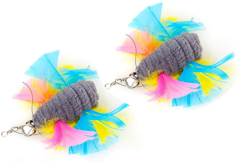 ZoyPet - Juego de 3 piezas de recambio interactivo de plumas de repuesto retráctiles para gatos, mariposas, libélulas, ratón, caterpillar, pájaros, plumas para gatos, 21 estilos variados CT15