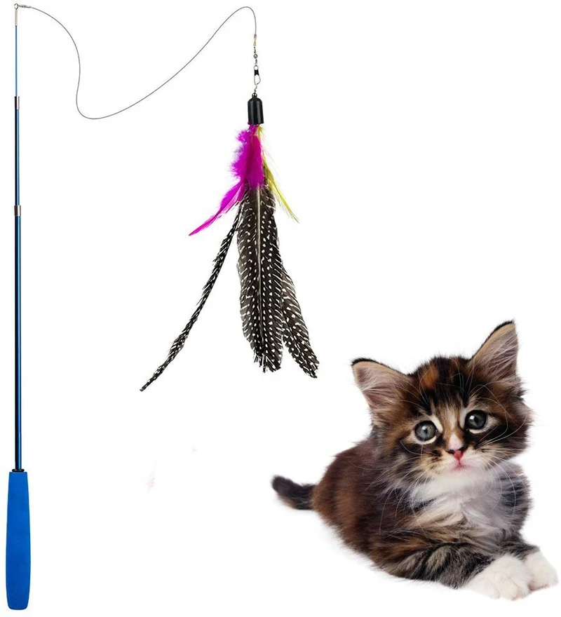 ZoyPet - Juego de 3 piezas de recambio interactivo de plumas de repuesto retráctiles para gatos, mariposas, libélulas, ratón, caterpillar, pájaros, plumas para gatos, 21 estilos variados CT15